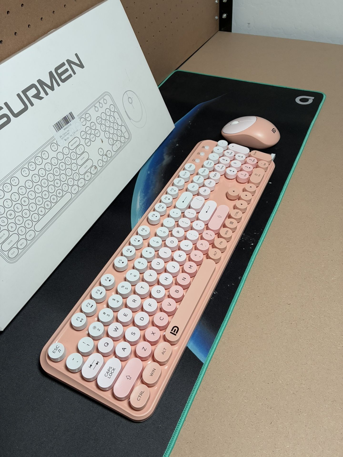 Wireless Pink Colorful Keyboard & Mouse