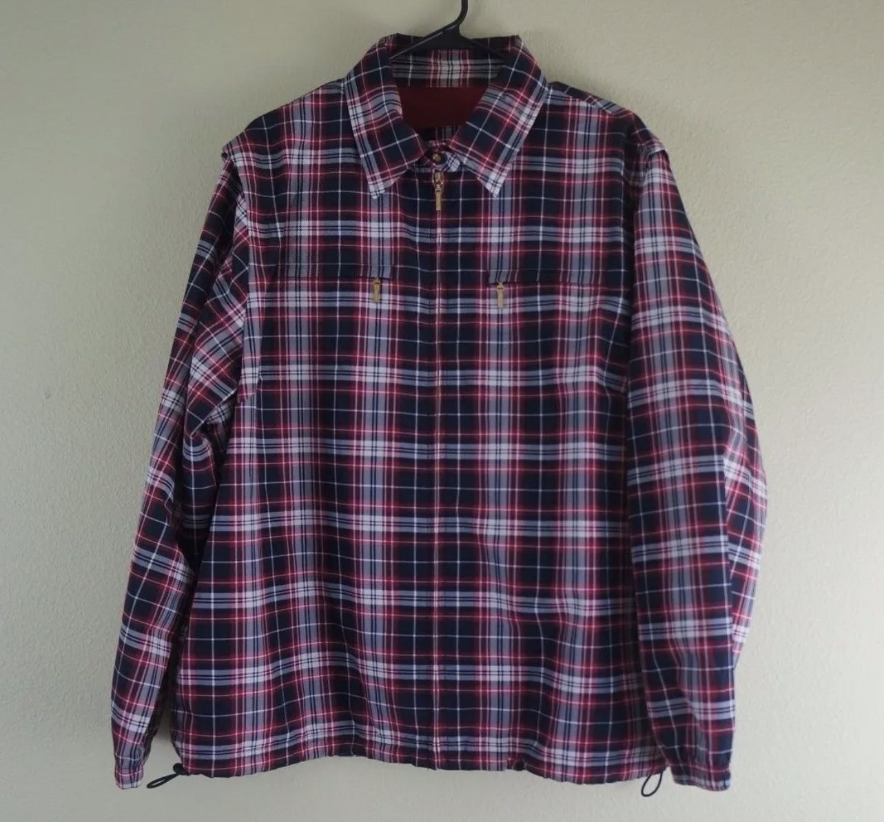 Catalina Womens Full Zip Plaid Windbreaker Rain Weather Jacket Size XL