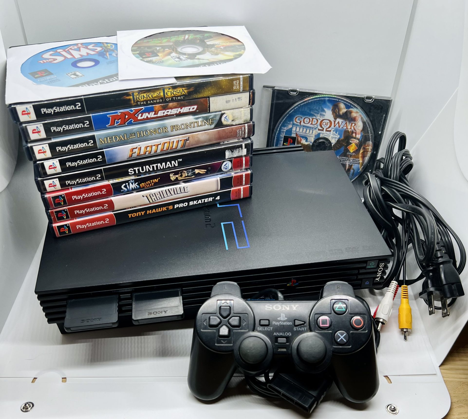 Sony Playstation 2 PS2 Online Pack Console Bundle w Authentic Box & Games Tested