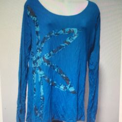 Gaiam Women Blue Turquoise/Black 1/2 Star Design Harmony Long Sleeve Yoga Tee XL