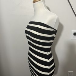 Black-And-White Striped Tubetop Dress