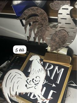 Farmhouse Rooster Metal Decor Set of 2