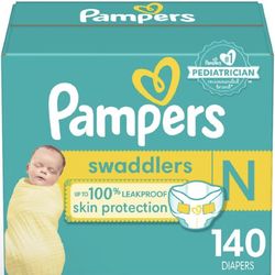 Pampers Baby Diapers - Swaddlers - Size 0, 140 Count, Ultra Absorbent Disposable Newborn Diaper