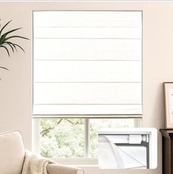 No Tools No Drill Cordless Roman Shades for Windows, Blackout Thermal Insulated UV Blocking Window Blinds, Lightweight Fabric Blinds for Indoor Window