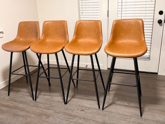 Leather Brown Bar Stools. - 29 inches tall.