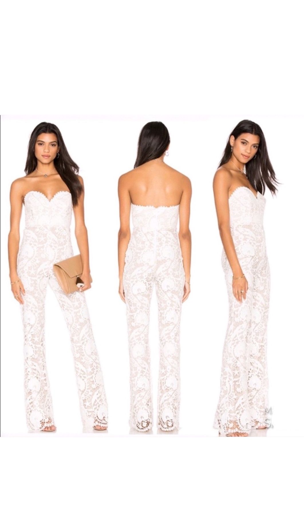 Stone Cold Fox Asher Lace Bridal Jumpsuit, US size 4, SCF size 2