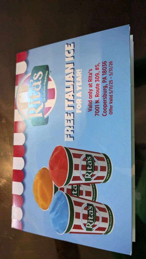 Free Rita's Italian Ice for One Year in Coopersburg - $200+ value