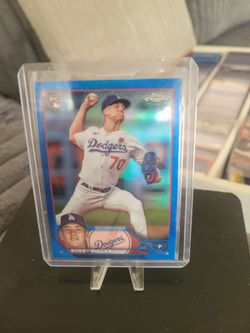 Bobby Miller   topps chrome blue refactor  rookie number 112/150 baseball card