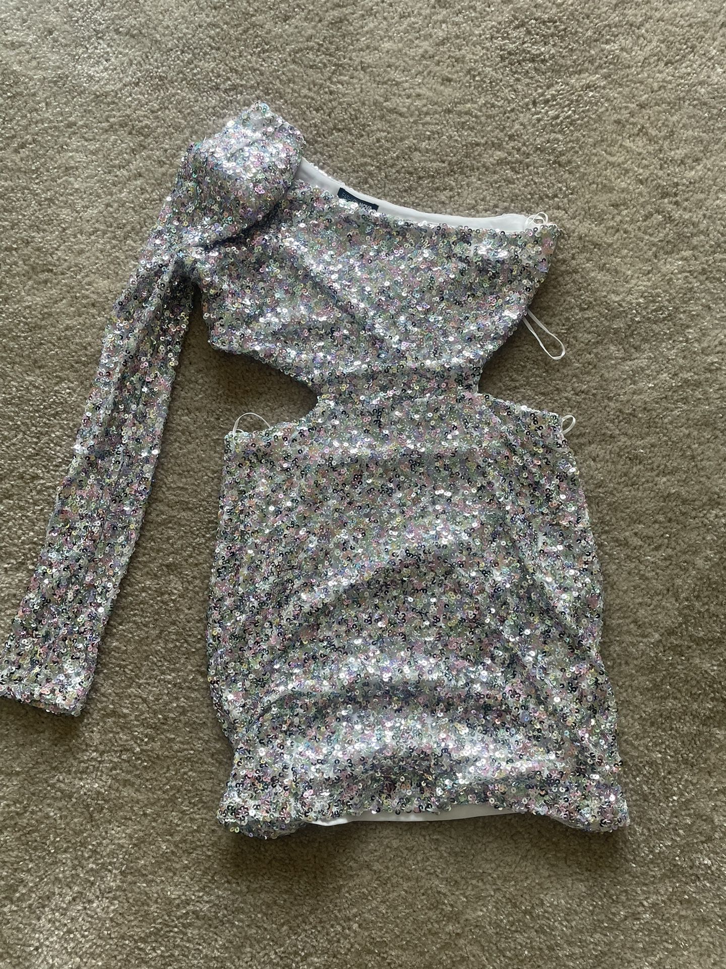 Sequins One Sleeve Dress