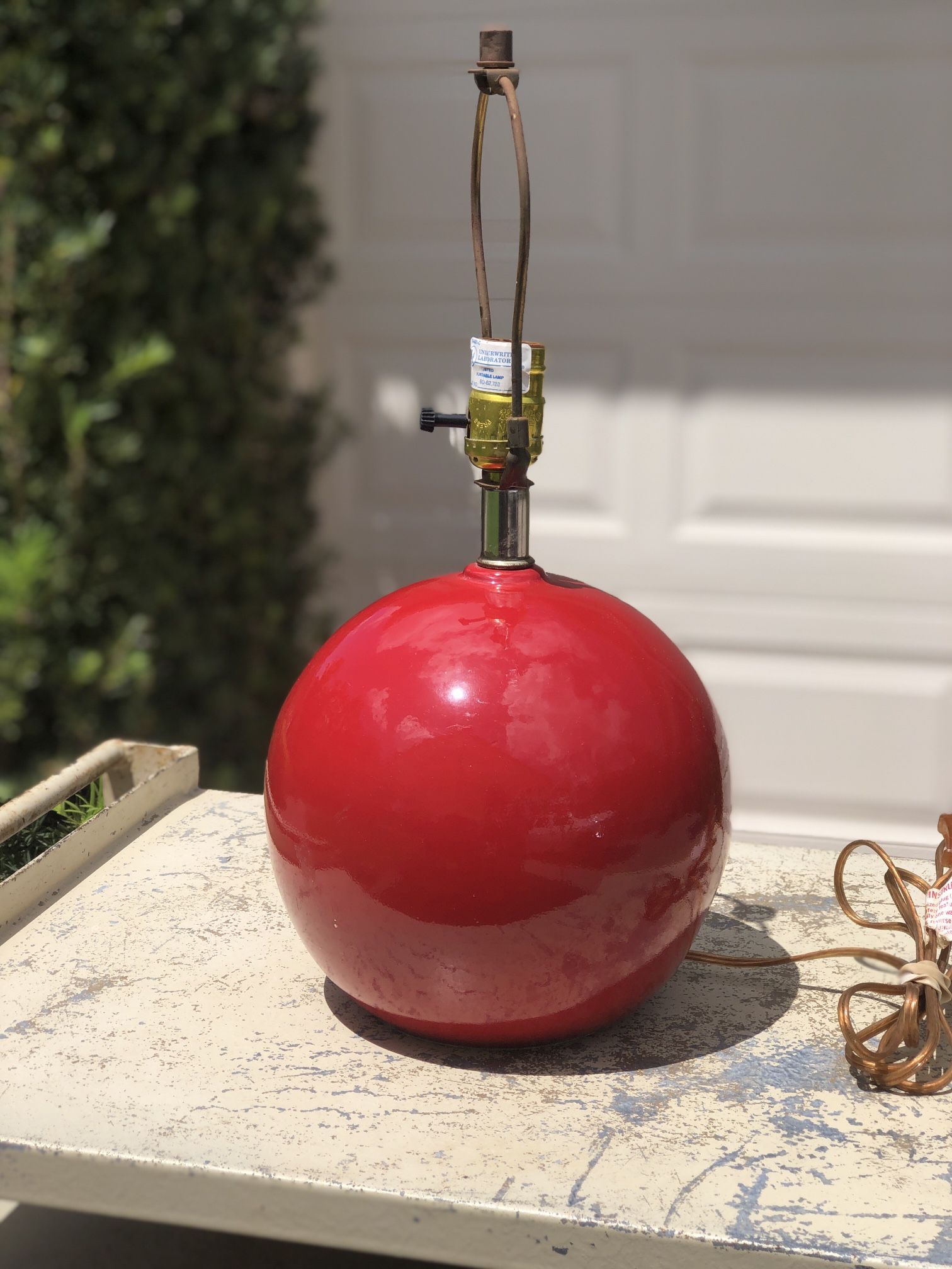 1980s Postmodern Red Glazed Ball Lamp Sphere