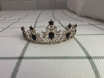 Gold Tiara With Black And White Stones