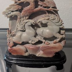 Jade Horse Statue With Stand