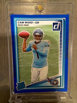 2025 Panini Donruss Rated Rookie Press Proof Blue #350 Cam Ward Tennessee Titans