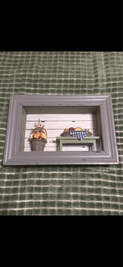 Dennis East Intl Framed Wood Fruit Wall Plaque Gray Distressed 10x7 32126