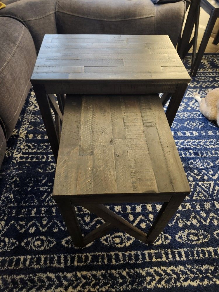Greywash Wood Nesting End Tables