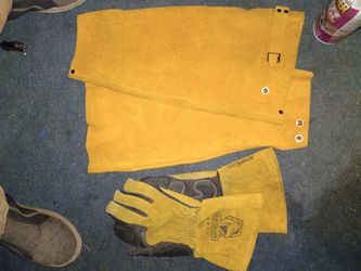 Black Stallion Leather Welding Gloves and leather sleeves Set