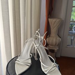 cute white strappy heels