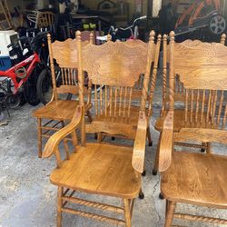 6 Solid Antique Wood Chairs  And A Table 