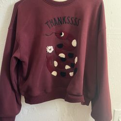 Unbranded Pullover Sweater Red Crewneck Cute Sneaker Embroidery sweatshirt