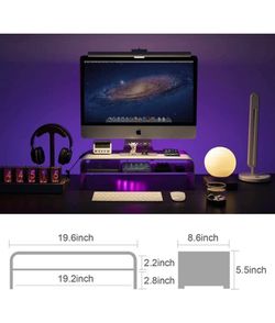 2 Tiers Aluminum Monitor Stand Shelf Riser Metal Desk Stand