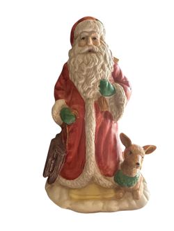 Santa This vintage musical figurine features Santa Claus riding in his sleigh pulled by a team of deer. The intricate details of the figurine make it 