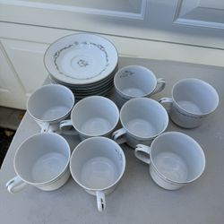 Signature Collection Petite Bouquet Fine China 8 Tea And 8 Saucers 