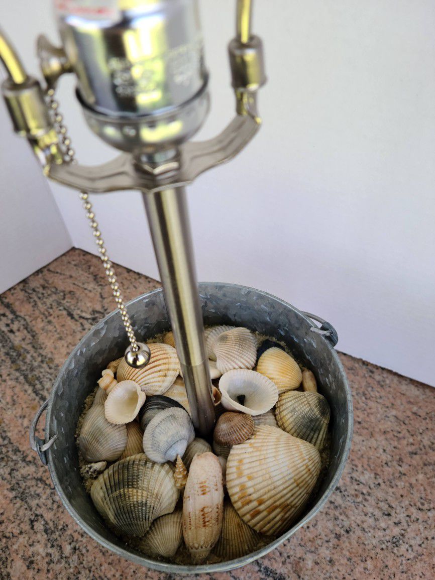 Seashell Bucket Lamp Handmade New