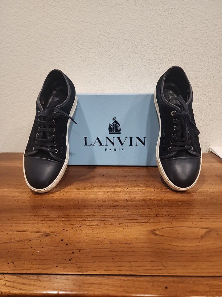 LANVIN Suede Low Top Cap Toe Sneakers US 7 Navy Blue $495 for Sale in Oak TX OfferUp