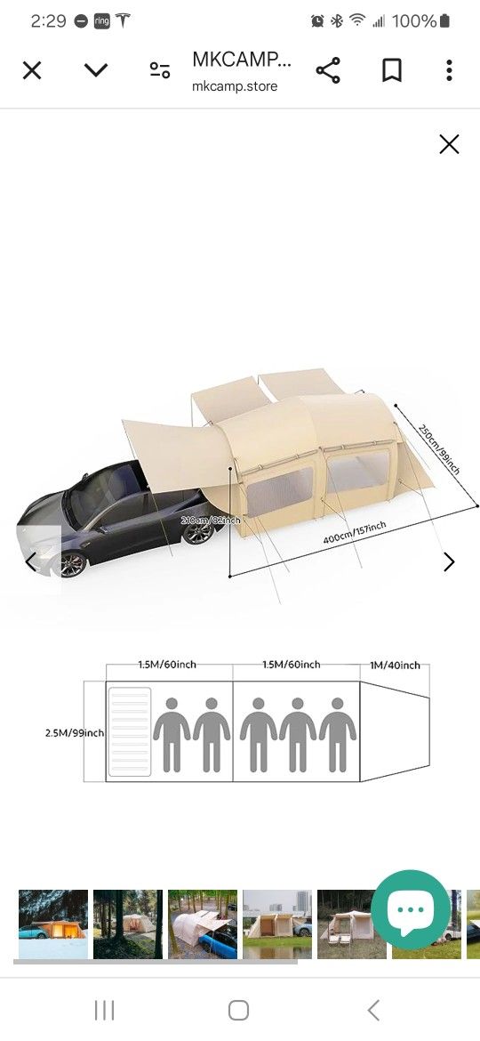 MKCAMP Double-room Camping Tent, Model QZS01, For TESLA And Other Electric Cars