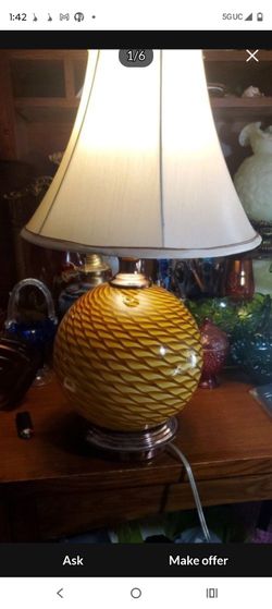 Amber Glass Globe Table Lamp with Shade