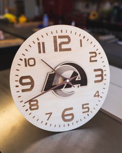 Custom Crafted LA Rams Wooden Clock