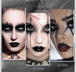 Halloween Cosmetics Black Magic Trio Lip Set Lip Gloss/Velvet Liquid Lipstick/Lip Liner
