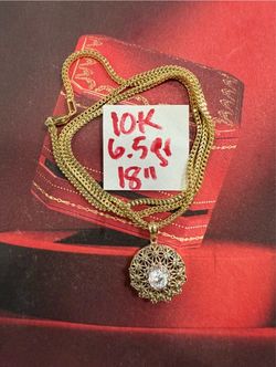 10K Yellow Gold Chain and Pendant For Wedding 6.5Gr  18 Inches Long