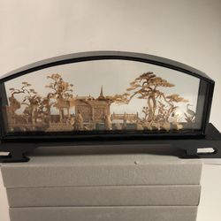vintage chinese handmade cork diorama