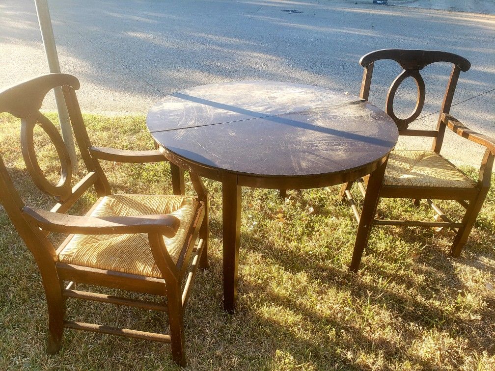 Wood Table And Two Chairs