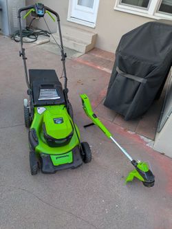 Green Works Lawn Mower and String Trimmer