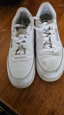 Pre-owned, Classic Leather Athletic Shoes-White/Silver Women sz 5.5 Lace Up, firm