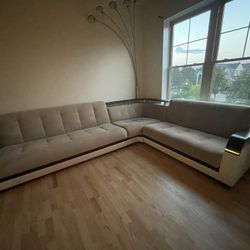 Corner velvet sofa