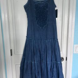 Ralph Lauren Distressed Indigo Sun Dress New With Tags 