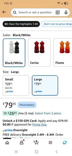 Salt and Pepper Mill Set Black/White Large