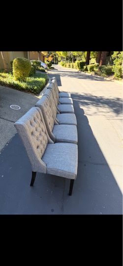 Set of 6 Gray Tufted Upholstered Dining Chairs