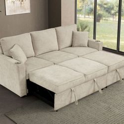 Brand New Beige Sectional Sofa Sleeper