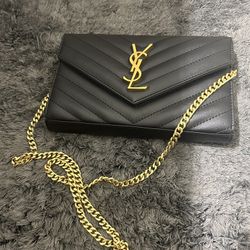 Saint Laurent Ysl Gold Chain Crossbody Bag 