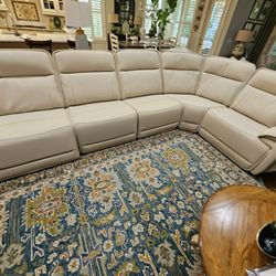 Double Deal Leather Power Reclining Sectional