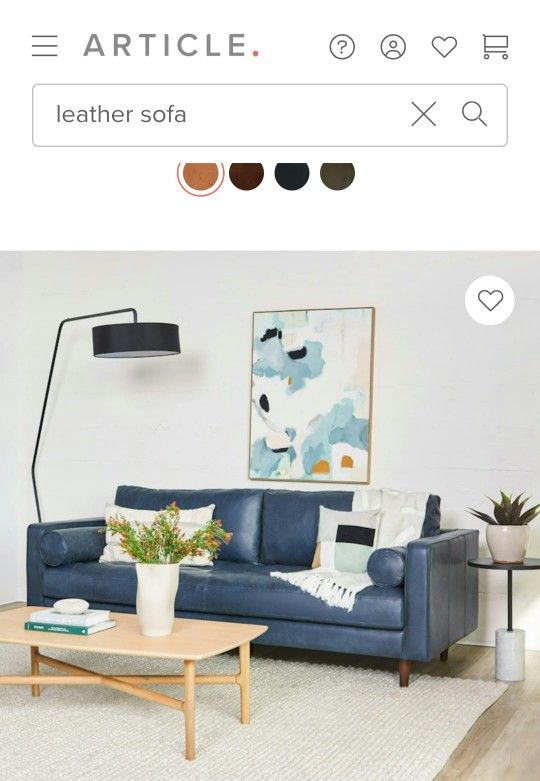 Article Leather Oxford Blue Couch