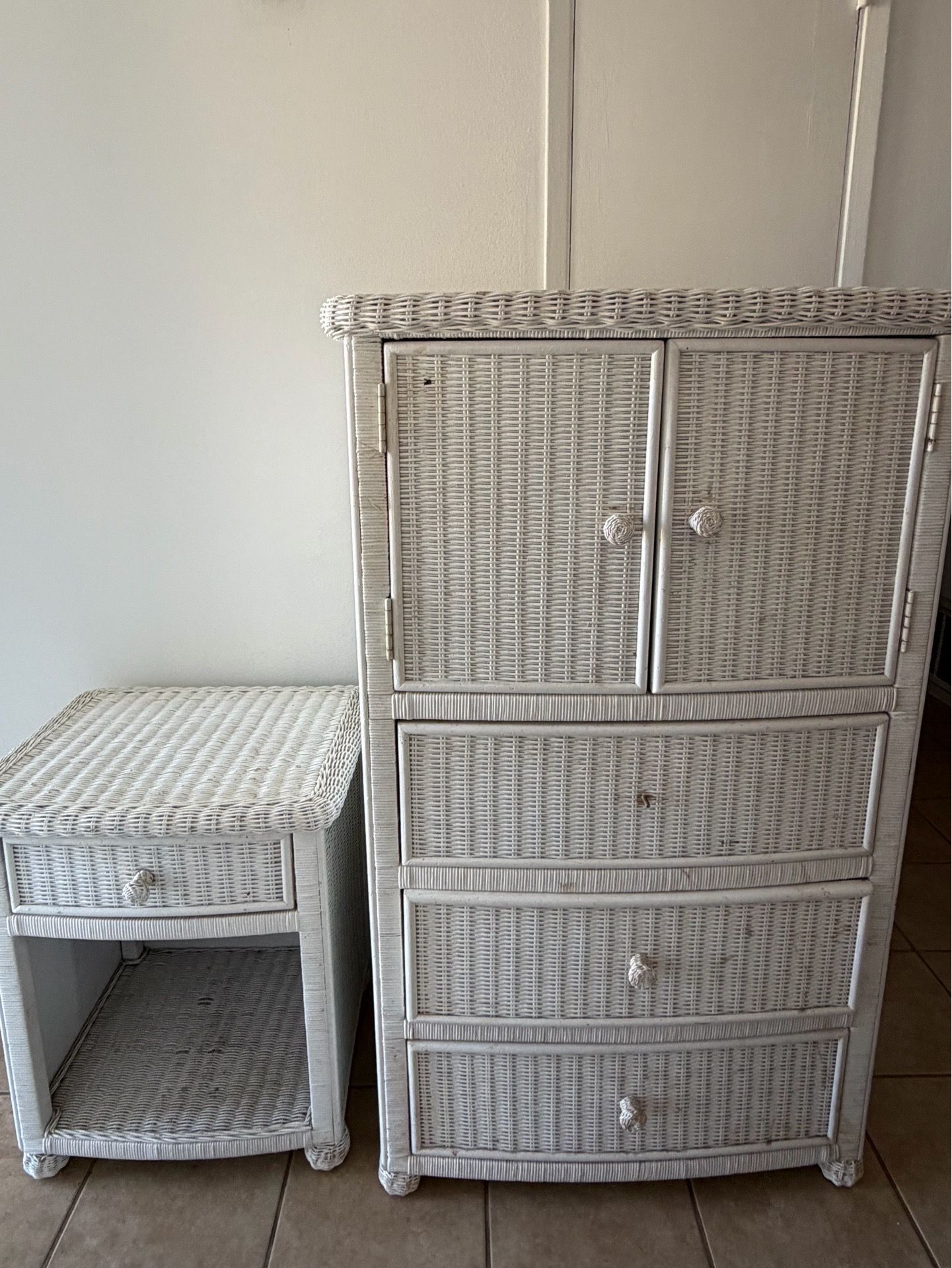 2piece wicker bedroom armoire and nightstand
