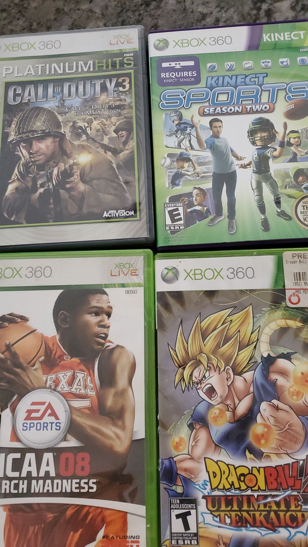 Lot of 4 xbox 360 games NOT SELLING SEPARATELY all for $20
