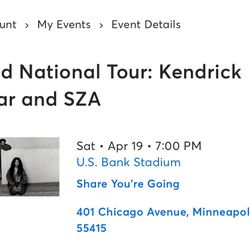 KENDRICK LAMAR SZA GRAND NATIONAL TOUT TICKETS MINNEAPOLIS 