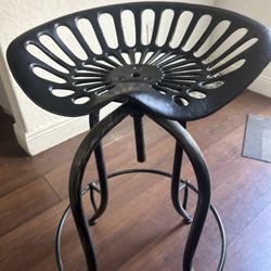 Vintage Iron Seat Swivel Stool 