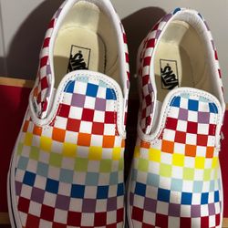Slip On Vans ( Rainbow Checkerboard) 